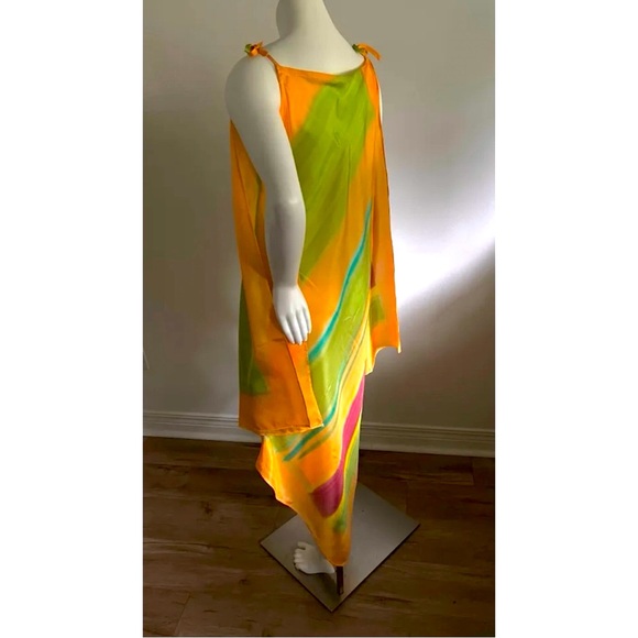 🆕 Handmade silk knee-lenght beach or casual dress / vintage / Martinique artist - Picture 6 of 10